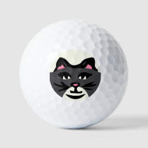 Cute Dark Grey CAT with Pink Ears, Black Whiskers Golf Balls