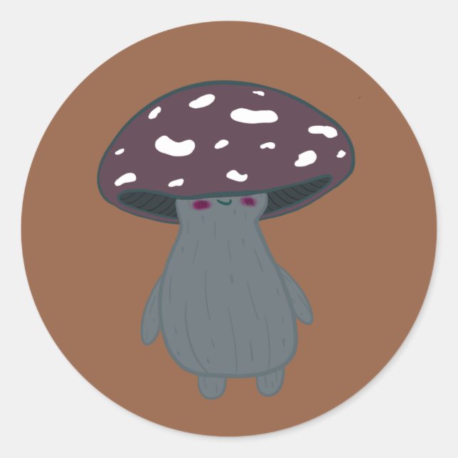 cute dark mushroom classic round sticker (Front)