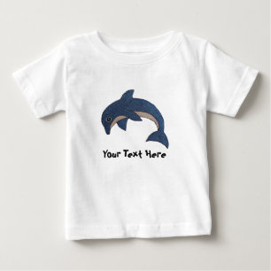 Cute Dark Ocean Blue Dolphin White Flecks Baby T-Shirt