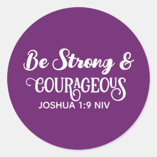 Cute Dark Purple Strong and Courageous Simple Classic Round Sticker