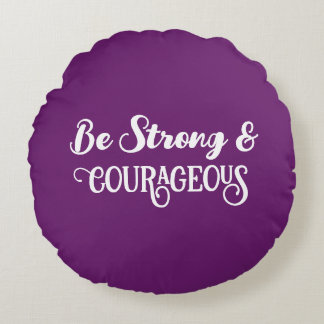 Cute Dark Purple Strong and Courageous Simple Round Cushion