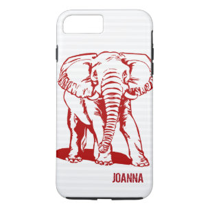 Cute Dark Red Elephant Line Drawing Case-Mate iPhone Case