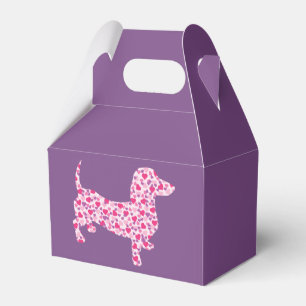Cute Daschshund made up of little pink Hearts Favour Box
