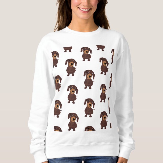 Cute Daschund Pattern Sweatshirt (Front)