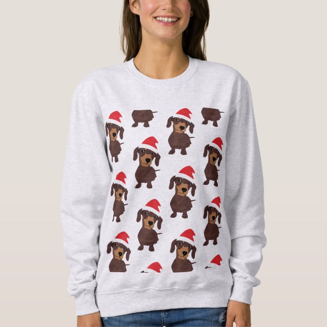 Cute Daschund Pattern Sweatshirt (Front)
