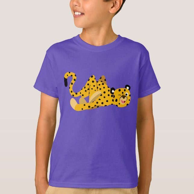 Cute Dashing Cartoon Cheetah Children T-Shirt (Front)
