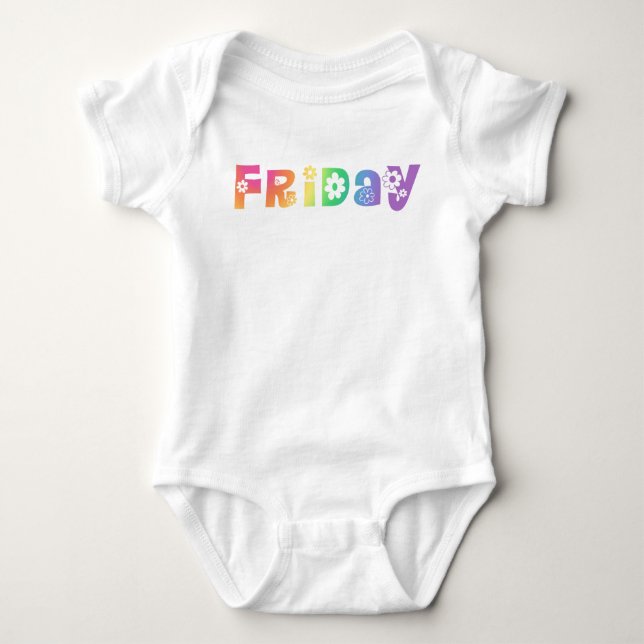 Cute Day Of The Week Friday Baby Bodysuit (Front)