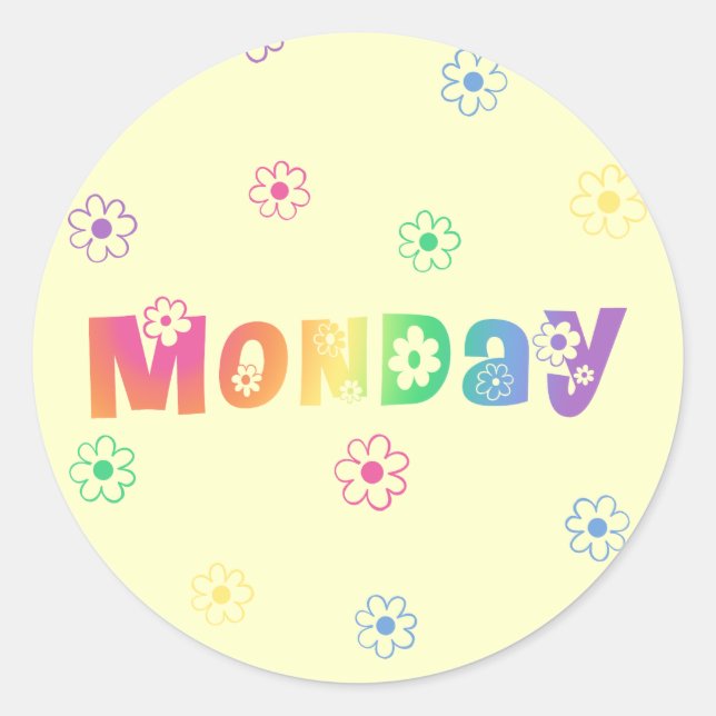Cute Day Of The Week Monday Classic Round Sticker (Front)