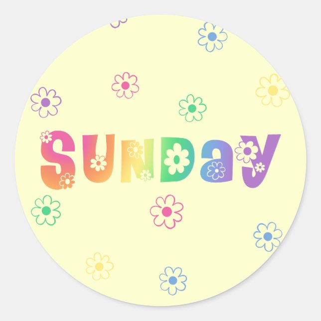 Cute Day Of The Week Sunday Classic Round Sticker (Front)