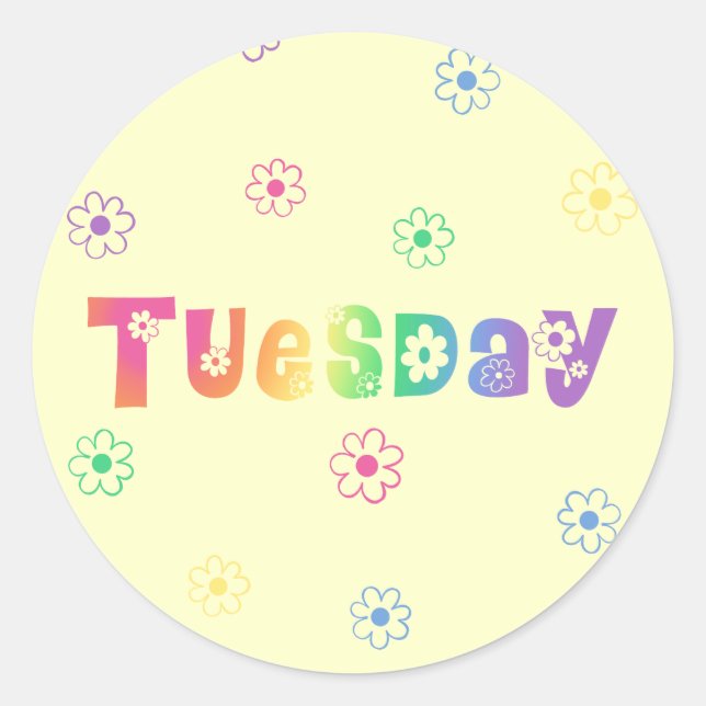 Cute Day Of The Week Tuesday Classic Round Sticker (Front)