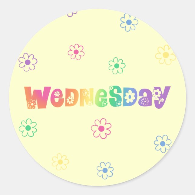 Cute Day Of The Week Wednesday Classic Round Sticker (Front)