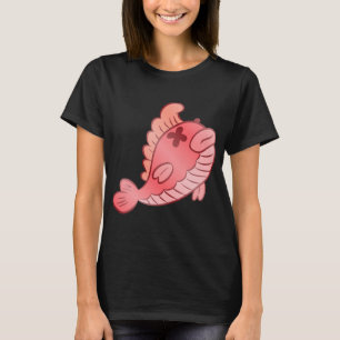 Cute Dead Red Fish Cartoon – Funny Spooky Fish S T-Shirt