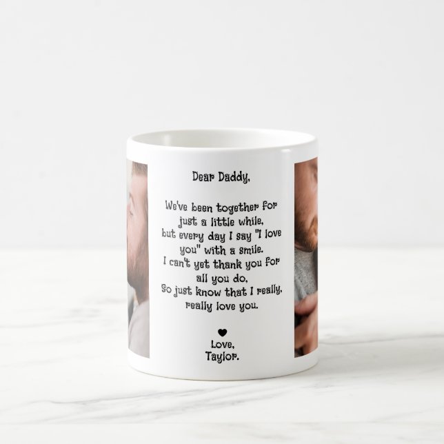 Cute Dear Daddy Poem 2-Photo Coffee Mug (Center)