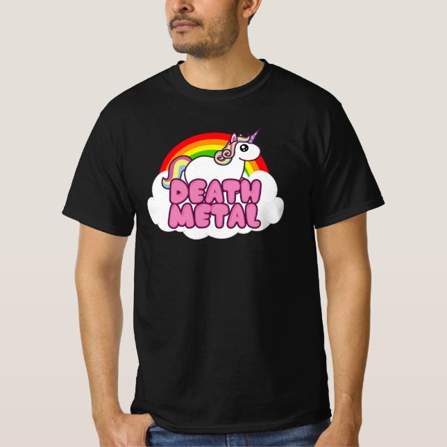 Cute Death Metal Unicorn Rainbow Heavy Scary T-Shirt (Front)