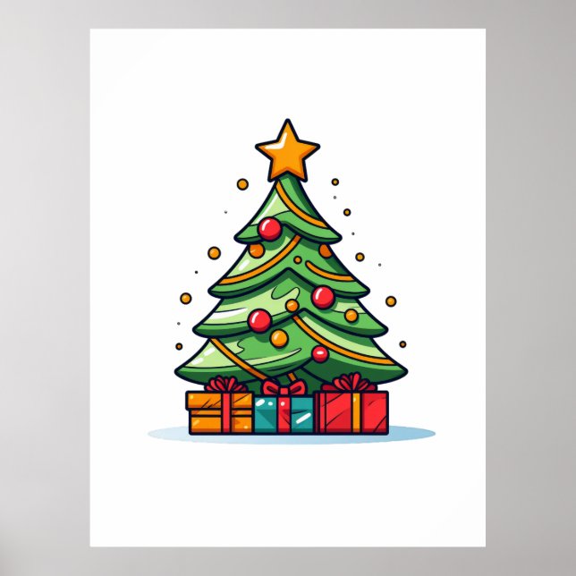 Cute Decorated Christmas Tree  Poster (Front)