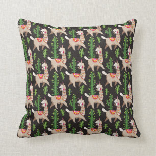 Cute Decorated Llamas Pattern Cushion
