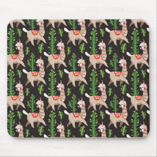 Cute Decorated Llamas Pattern Mouse Pad