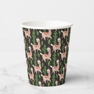 Cute Decorated Llamas Pattern Paper Cups