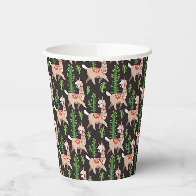 Cute Decorated Llamas Pattern Paper Cups (Left)