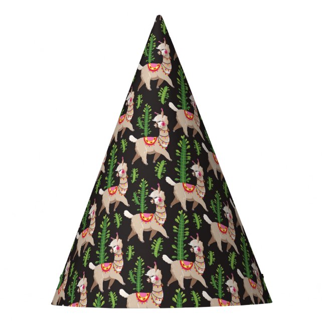 Cute Decorated Llamas Pattern Party Hat (Front)