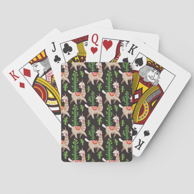 Cute Decorated Llamas Pattern Playing Cards (Back)