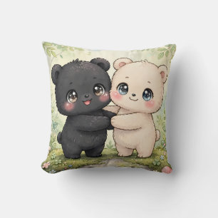 Cute decorative pillow with two teddy bears