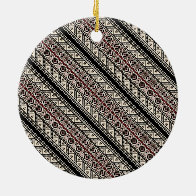 Cute decorative ukrainian patterns design ceramic tree decoration (Back)