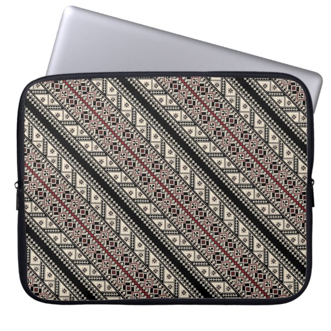 Cute decorative ukrainian patterns design laptop sleeve (Front)