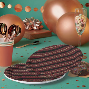 Cute decorative ukrainian stripes patterns paper plate