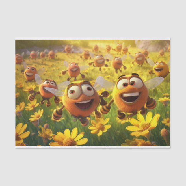 Cute Decoupage kids bee lovers  Tissue Paper (Front)