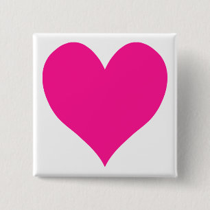 Cute Deep Pink Heart 15 Cm Square Badge