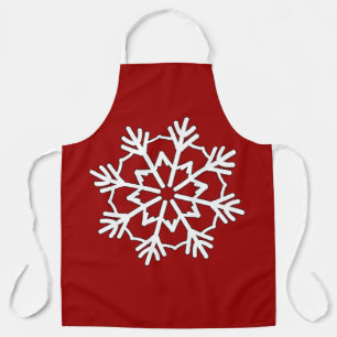 Cute Deep Red Snowflake Design Apron