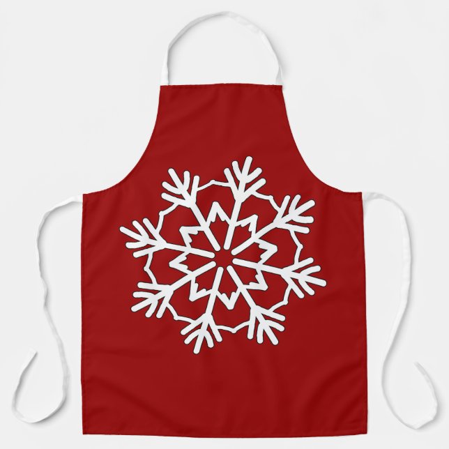 Cute Deep Red Snowflake Design Apron (Front)