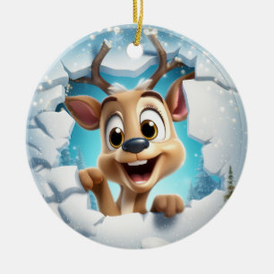 Cute Deer 3D Ceramic Tree Decoration