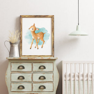 Cute Deer Animals Nursery Wall Decor Baby Girl Boy