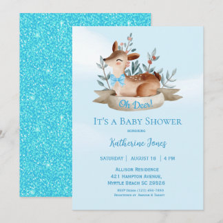Cute Deer Boy's Baby Shower Invitation