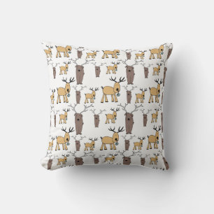 Cute Deer Buck Bull Elk Hand Drawn Baby Nursery Cushion