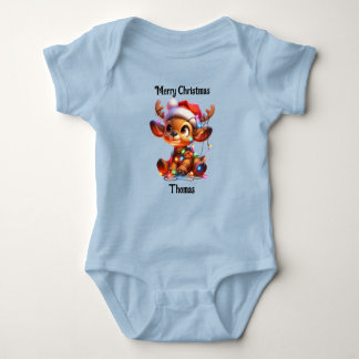cute deer Christmas holiday baby bodysuit T-Shirt