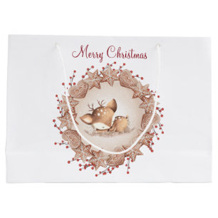 Cute Deer Christmas Large Gift Bag