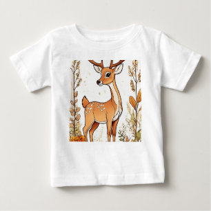 Cute Deer Colouring Book Illustration Baby T-Shirt