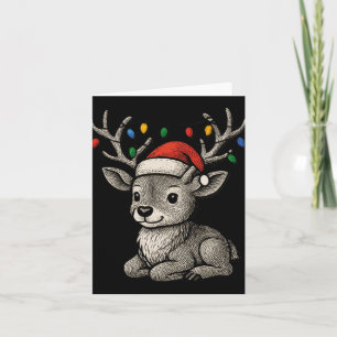 Cute Deer Fawn Fairy Lights Antlers Xmas Christmas Card