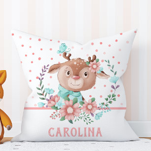 Cute Deer Floral Reversible Cushion