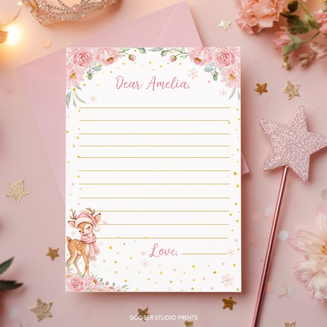 Cute Deer Floral Time Capsule Note Message Card (Creator Uploaded)