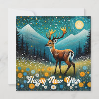 Cute Deer Flowers Meadow Fantasy