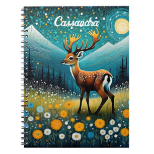 Cute Deer Flowers Meadow Fantasy  Notebook