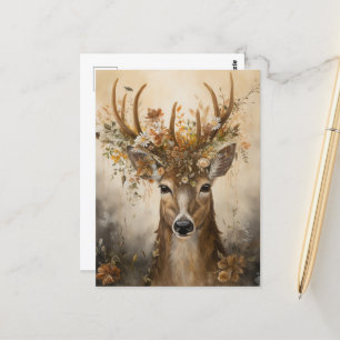 Cute Deer in a Floral Crown Postcard