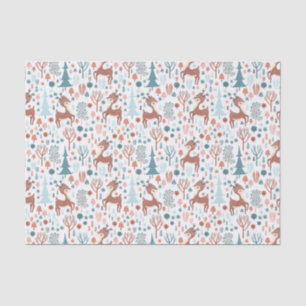 Cute Deer in Whimsical Forest Pattern Christmas Tissue Paper