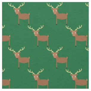 Cute Deer Kids Baby Nursery Dark Green Fabric