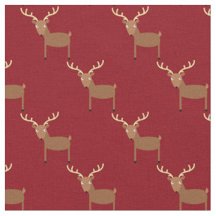 Cute Deer Kids Baby Nursery Dark Red Fabric