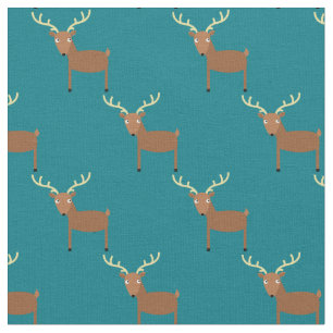 Cute Deer Kids Baby Nursery Teal Fabric